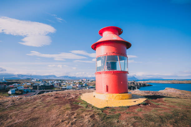 istock Red Lighthouse above Stykkisholmur, Iceland 802589234