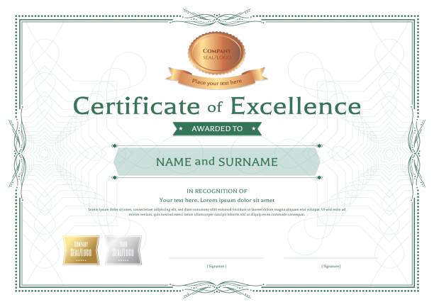 istock Certificate of excellence template with vintage border style 802592868