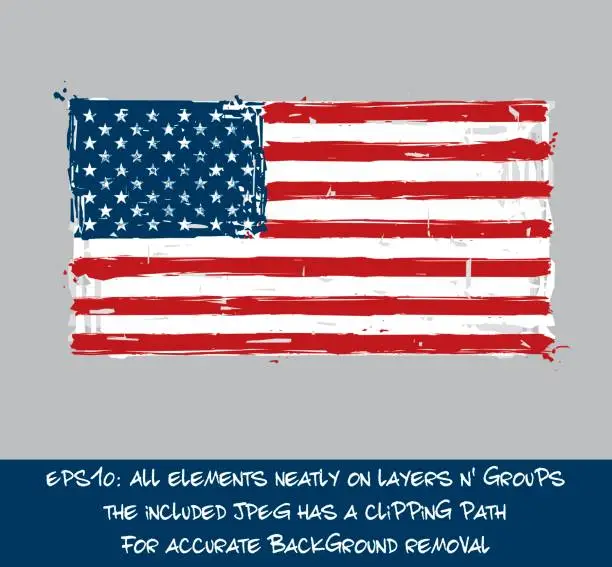 Vector illustration of American Flag Flat - Artistic Brush Strokes and Splashes