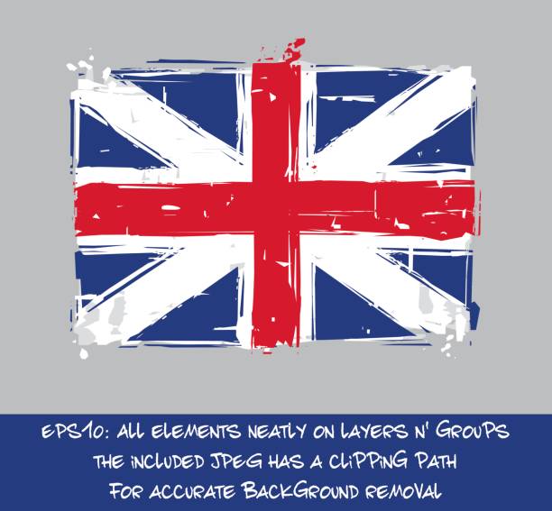 illustrazioni stock, clip art, cartoni animati e icone di tendenza di rivoluzione americana bandiera britannica piatta - pennellate artistiche e schizzi - british flag dirty british culture flag