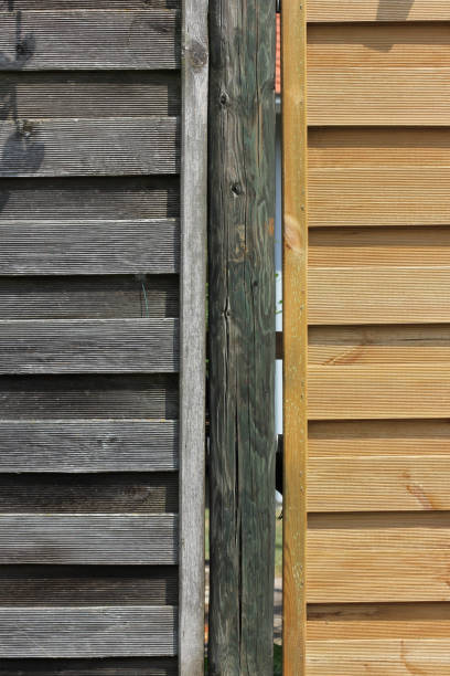 istock wooden wall abstract background with grey and brown color 802596076