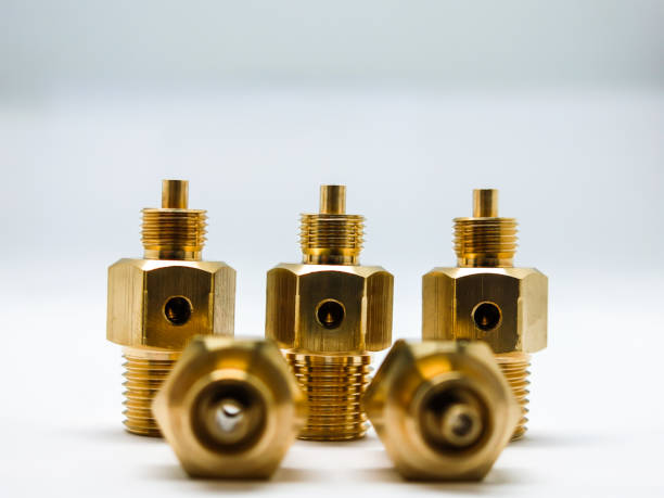 istock Brass fitting plumbing and threaded pipe adapter flow water and gas and oil 802604948