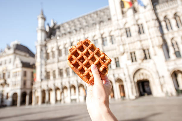 istock Holding belgian waffle outdoors 802605592