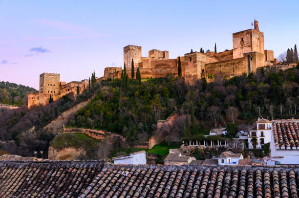 istock Alhambra fortress night view 802605604