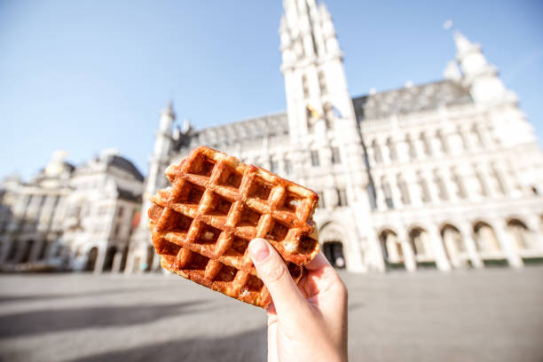 istock Holding belgian waffle outdoors 802605650