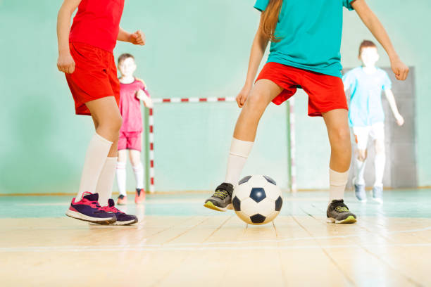 istock Football player shooting a goal during match 802617498