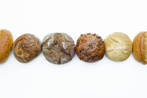 istock German traditional breads lined up on white isolated background 802623072