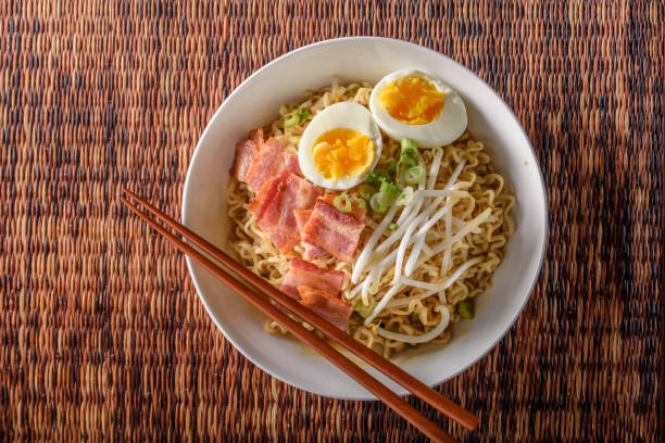 istock Ramen with Bacon and Boiled Egg, Shredded Seaweed 802630516