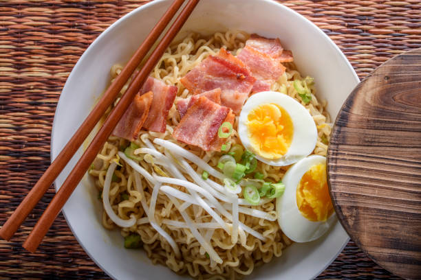 istock Ramen with Bacon and Boiled Egg, Shredded Seaweed 802630578