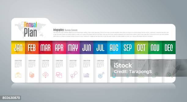 Annual Plan January December Infographics Design Stock Illustration - Download Image Now