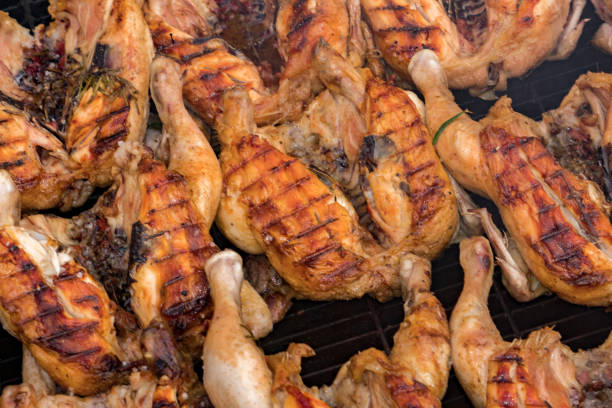 istock Many roasted chickens grilled at barbecue 802640810