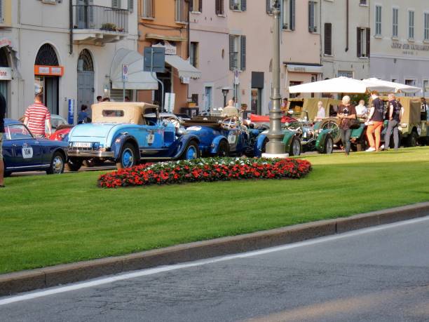 brescia - auto d'epoca in fila per la 1000 miglia - chopard foto e immagini stock