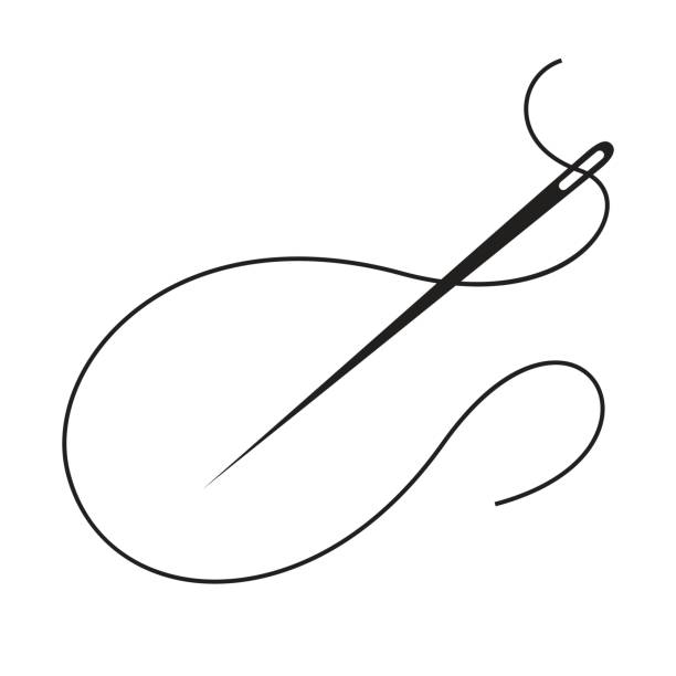 игла icon.needle с резьбой. швейная игла. игла для шитья - нитка галантерея stock illustrations