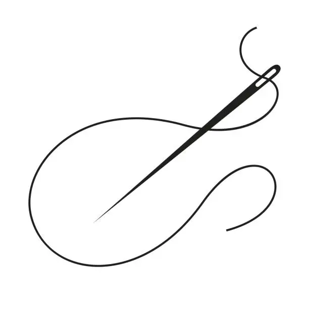 Vector illustration of Needle Icon.Needle with thread.Sewing needle. Needle for sewing