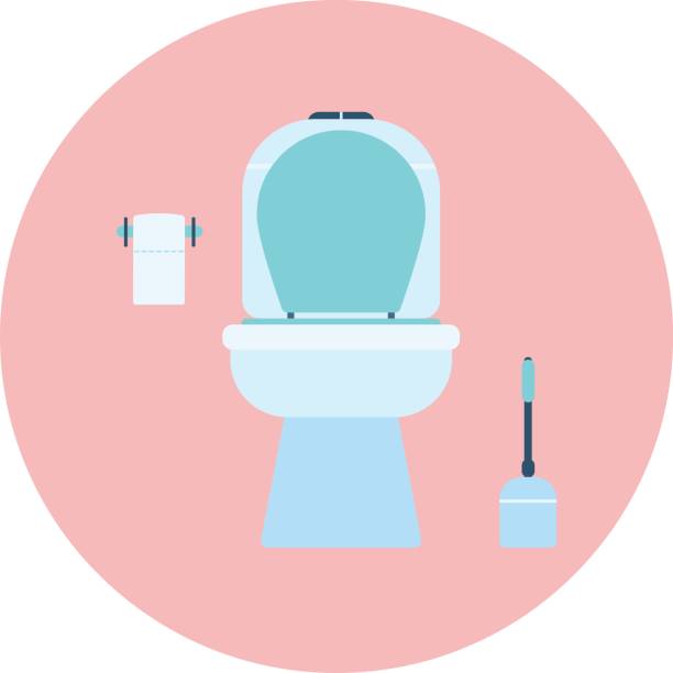 ilustrações, clipart, desenhos animados e ícones de ícone de bacia banheiro liso azul, símbolo de banheiro - drop set water vector