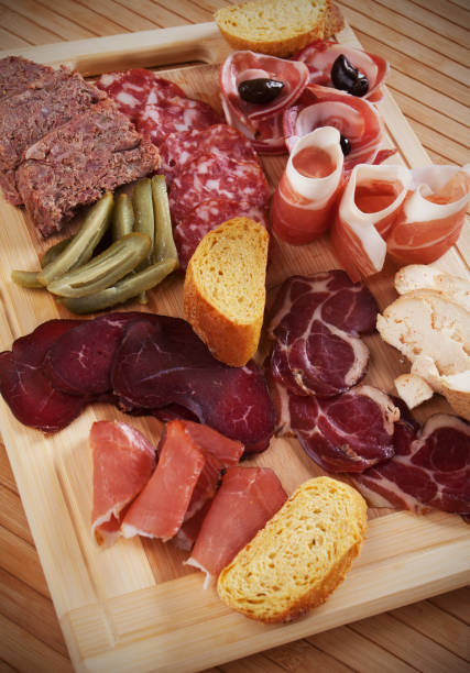 istock Charcuterie board with cured meat 802654904