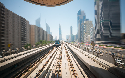 Dubai metro motion blur, cars on road