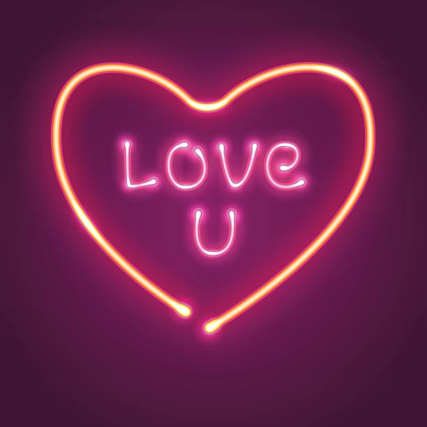 istock Neon heart sign. Love u vector illustration. Retro signboard. 802666678