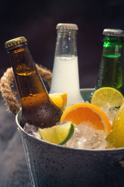 istock Cold Bottles of Various Drinks in The Ice Bucket 802669972