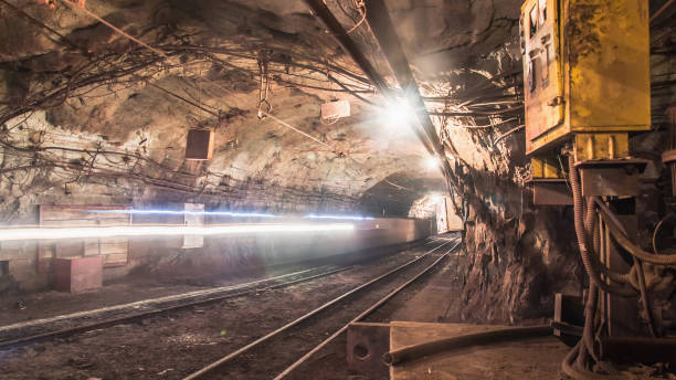 istock Underground mine crosscut vehicle manipulation 802679358