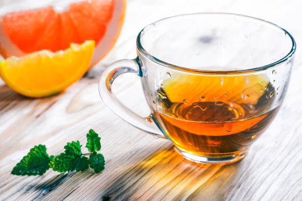 istock Cup of tea with fruit 802682506