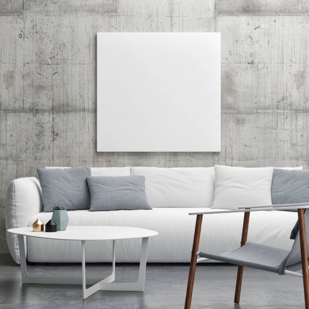 Mock up poster in Living room, minimalism interior design