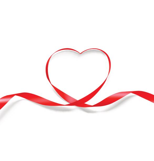 herz des roten bandes isoliert auf weißem hintergrund. es kann für grußkarten, briefe, etc. verwendet werden. - white background valentines day box heart shape stock-grafiken, -clipart, -cartoons und -symbole