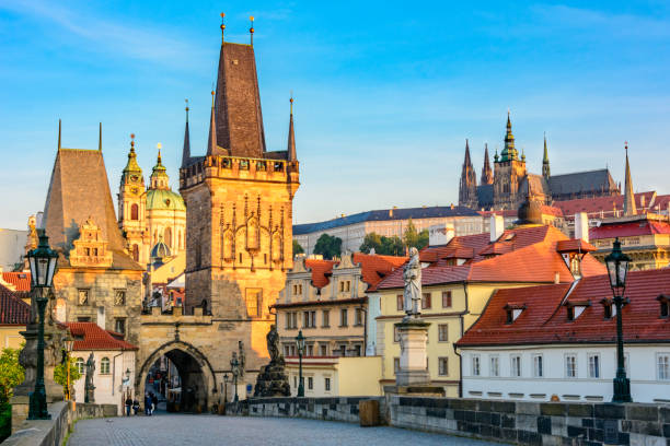 istock Prague, Czech Republic - Charles Bridge at dawn 802770008
