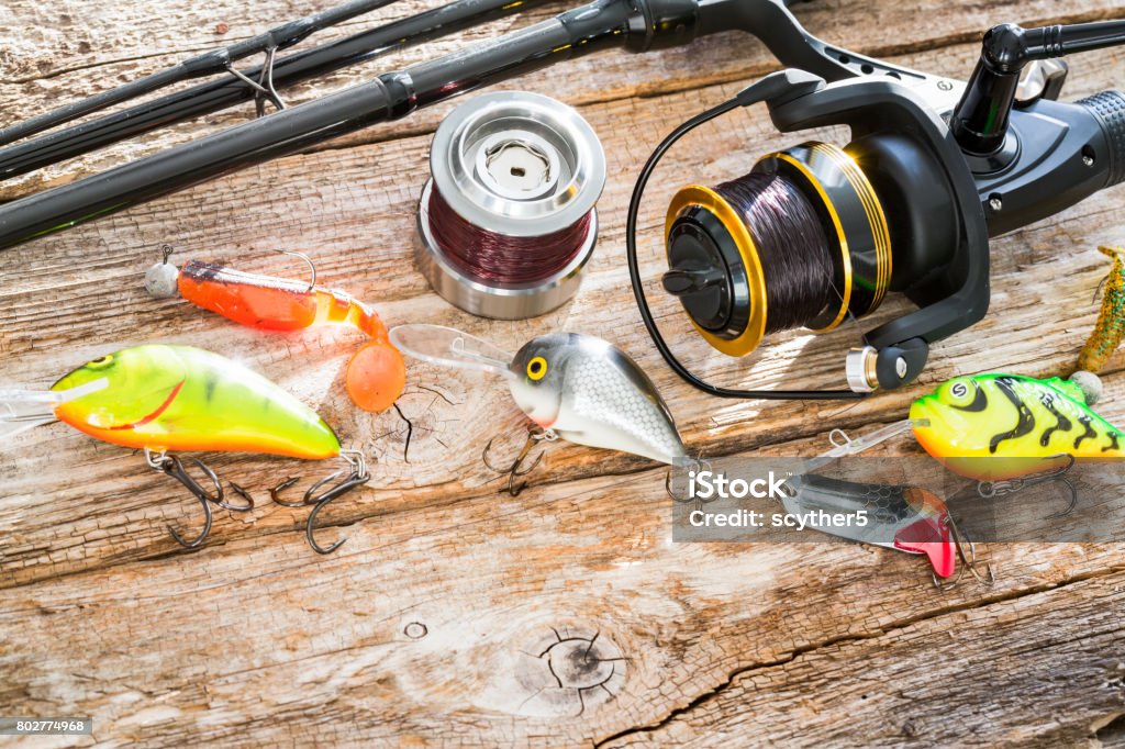 Fishing Background Angler Wobbler Spinning Bait Concept Stock Photo -  Download Image Now - iStock
