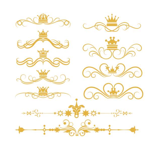 królewskie wiry ozdobne - scroll shape corner victorian style silhouette stock illustrations