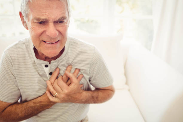 istock Senior man with pain on heart 802778068