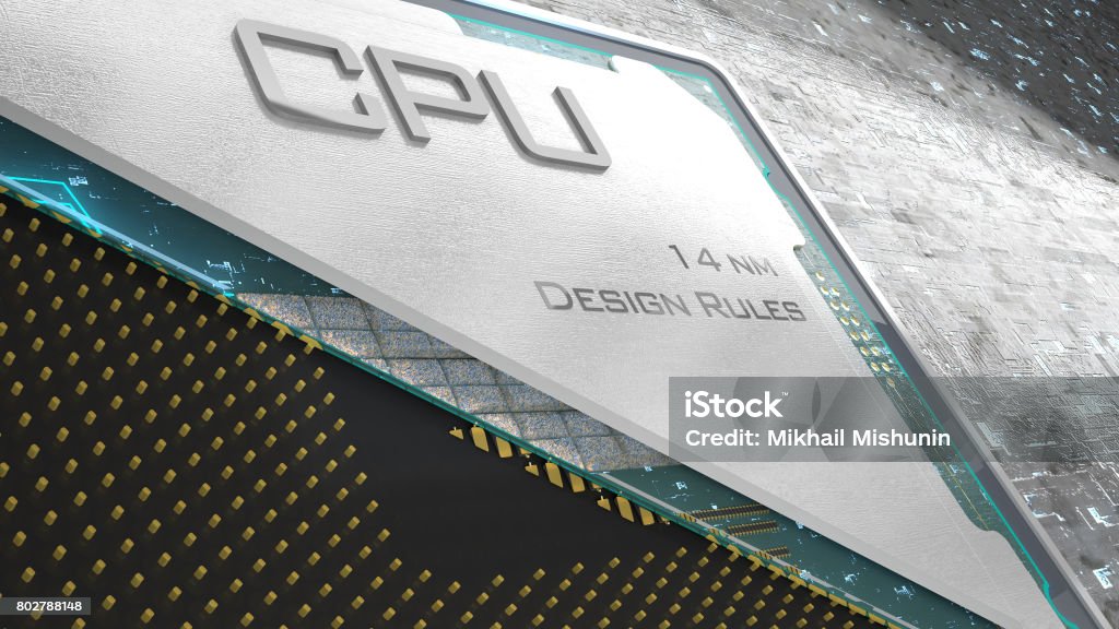 Cpu Simple Visualisation Cpu Visualization Of Data Processing Processor Structure 3d Rendering ...