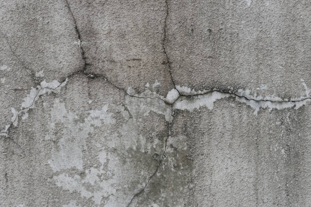 istock Cracked old gray cement concrete stone wall vintage dirty texture background 802791328