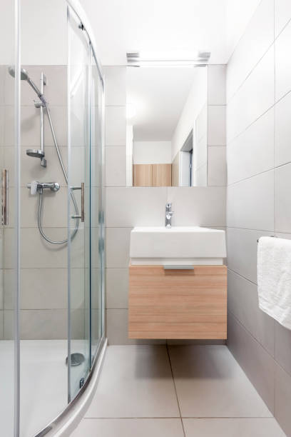 istock Gray bathroom with sink 802814386