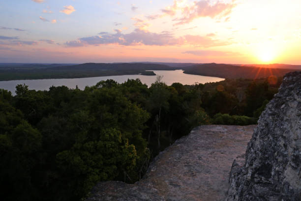 istock Sunset at Yaxha, Mayan Pyramid in Guatemala 802835798