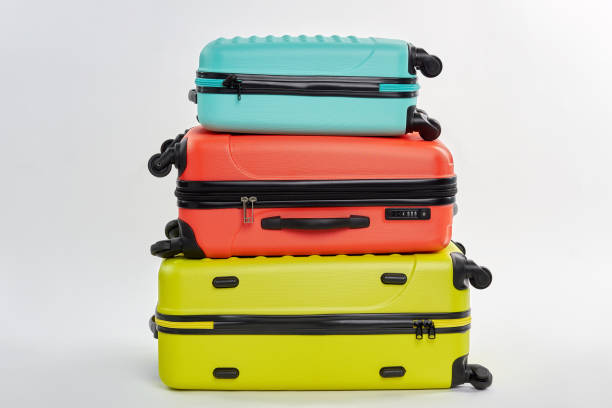 istock Set of colorful suitcases. 802840470