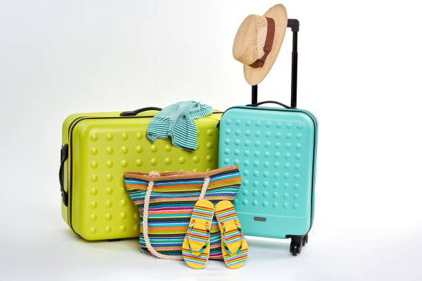istock Clothes and suitcases for travelers. 802840802