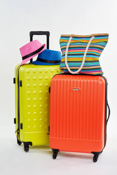 istock Hats and handbag on suitcases. 802844870
