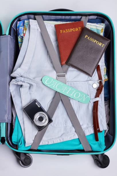 istock One part of opened suitcase. 802846318