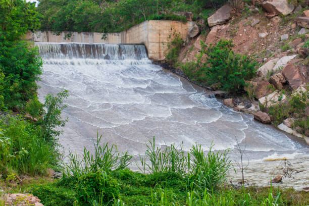 istock Dam water release, The excess capacity of the dam until spring-way overflows. 802852152