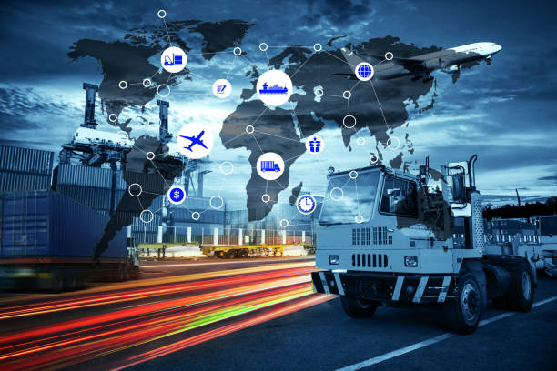 istock Business Logistics concept, Global business connection technology interface global partner connection of Container Cargo freight ship 802854828