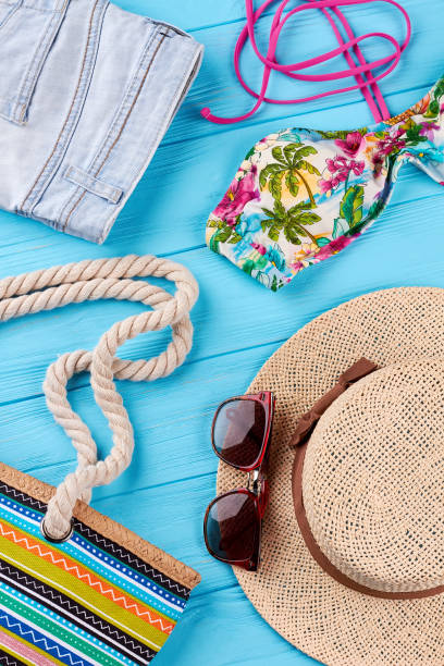 istock Summer accessories fashion set. 802862544