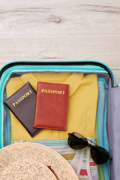istock Ready for departure tourist suitcase. 802885590