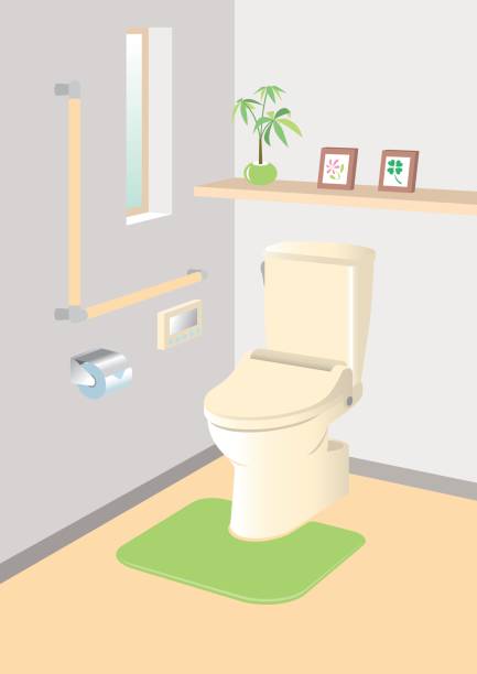 Illustration of interior / restroom Indoor image illustration japanese toilet stock illustrations