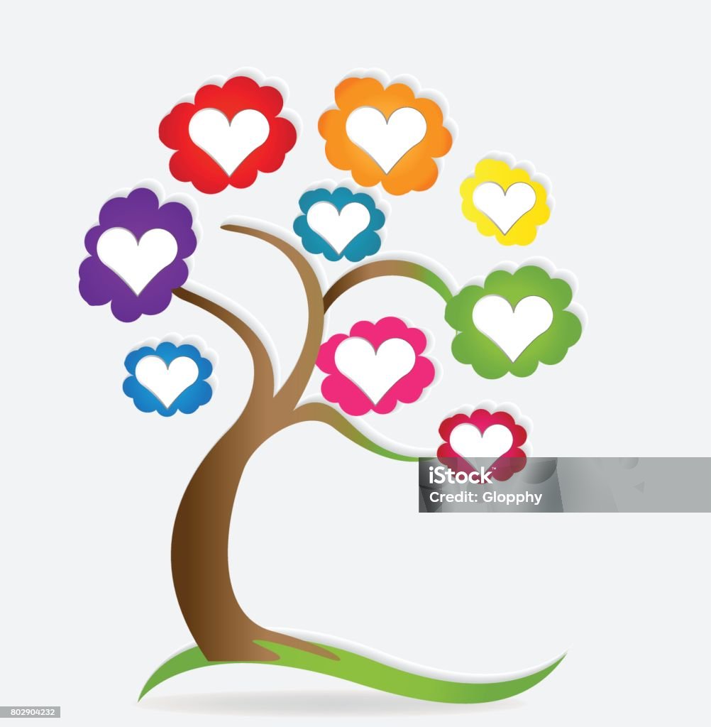 Gia Đình Yêu Thương Trái Tim Cây Vector Hình minh họa Sẵn có - Tải ...