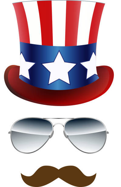 istock American cowboy, USA flag Hat and Glasses. Vector 802909970