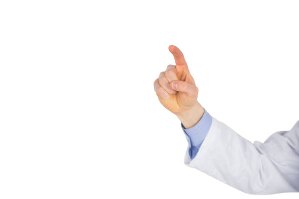 istock Close up view of doctor hands writing 802912742