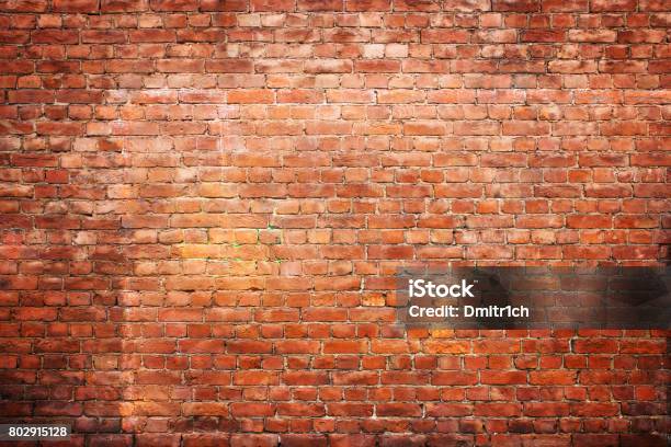 Texture Vintage Brick Wall Background Red Stone Urban Surface Stock Photo - Download Image Now