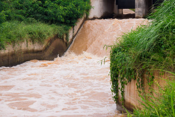 istock Dam water release, The excess capacity of the dam until spring-way overflows. 802917580
