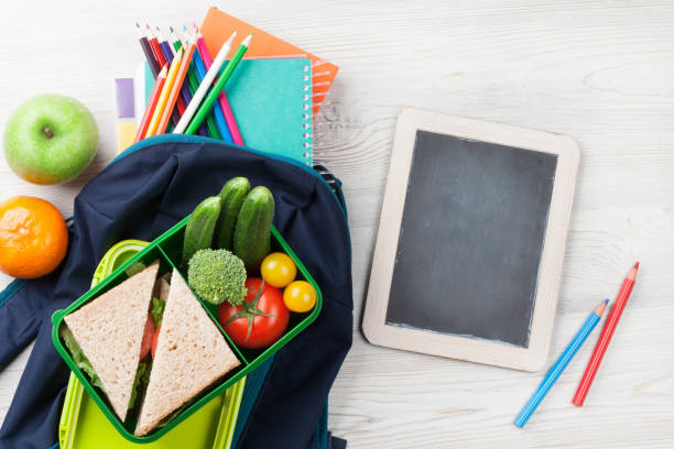istock Lunch box and school supplies 802918010